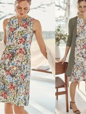 J Jill Love Linen Floral Mini Dress Bouquet Twee Coquette